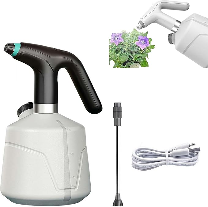 Electric Spray Bottle Plant Mister for Indoor Outdoor Plants,2L Automatic Watering Can USB Rechargeable Sprayer with Adjustable Spout,Portable Garden and Plant Sprayer for Fertilizing Cleaning (B)