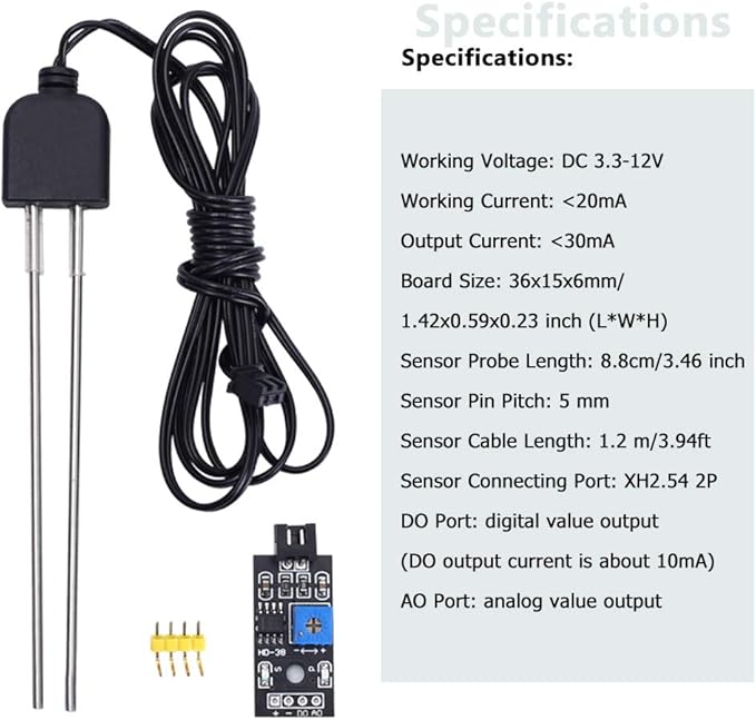 2 Sets Resistive Soil Moisture Meter, Icstation Soil Hygrometer Sensor Test Kit with Corrosion Resistant Probe, Digital Analog Signal Output for Arduino Garden Plant Care Automatic Watering System