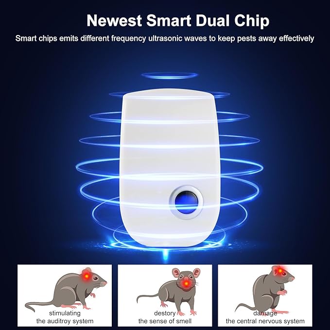 2026 Upgraded Ultrasonic Pest Control Repeller, Indoor Mouse Repellent for Rat, Mice, Rodent, Roach,Cockroach, Insect, Mosquito Electronic Plug in Pest Control 6 Packs