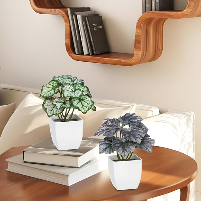 Briful 6PCS Fake Plants Potted Artificial Plants, Mini Faux Plants in White Pots Greenery Décor for Home Office Table Shelf Bathroom Farmhouse Indoor Decoration