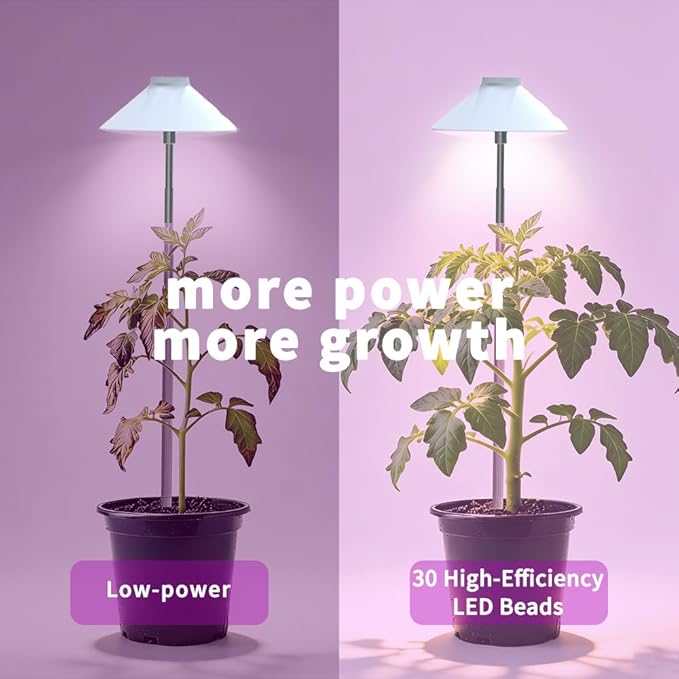 MiniSun LED Grow Light for Indoor Plants - Umbrella-Shaped Full Spectrum, 8/12/16H Timer & Dimmable, Height-Adjustable USB 5V Low Voltage for Succulents Herbs (1 Pack