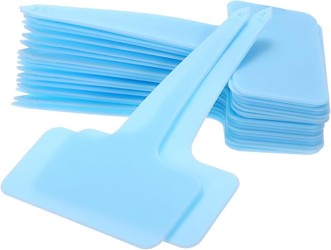 uxcell 100Pcs 4 Inch Plant Labels Large T-Style Garden Marker Plant Tags Garden Labels for Flower Beds,Pots Vegetables Light Blue