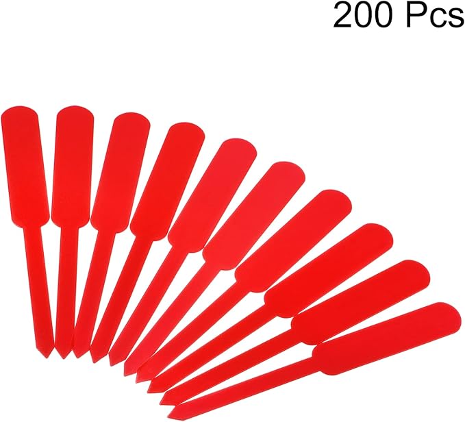 PATIKIL Plant Labels, 200Pcs PP Rectangle Marker Tags for Outdoor Indoor Garden, Red