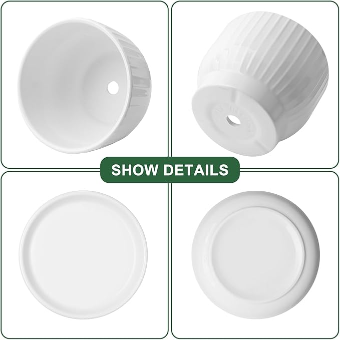 5.5 Inch Plant Pot, Ceramic Planter with Drainage and Saucer，Ceramic Pots for Plants, Indoor Plant pots，Succulent Orchid Flower Pot(Pure White,4 Pack)