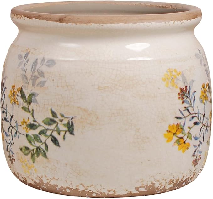 Xiaan Jiaju Pots for Plant, Cottage Rustic Clay Ceramic Tabletop Flower Pots, 6.29'' Plant Pots Indoor with Drainage, Sage Yellow Vase & Planters, Farmhouse Home & House Decor, Gifts for Mom
