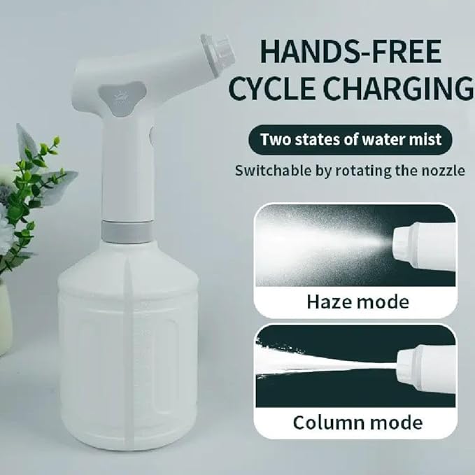 Electric Spray Bottle, 1L Rechargeable Battery Powered Electric Sprayer Watering Can Indoor Plants, Handheld Automatic Plant Sprayer for Garden, 2 Water Spraying Modes