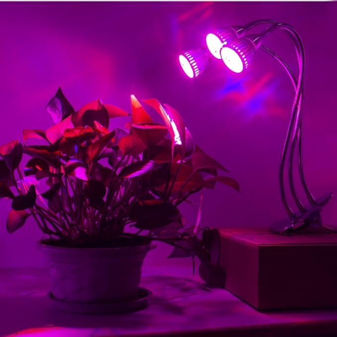 CFGROW Small Led Grow Light, Desk Clip LED Plant Grow Lamp 21W with 3pcs 360° Flexible Goosenecks for Indoor Office Home Garden Greenhouse Table Plants Growing Lighting