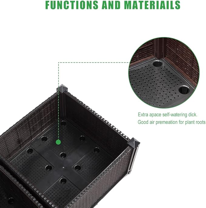 Raised Garden Beds, Planter Box, Self-Watering Plastic Planter for Indoor Outdoor Vegetables, Fruits, Potato, Flowers (6 Pcs)