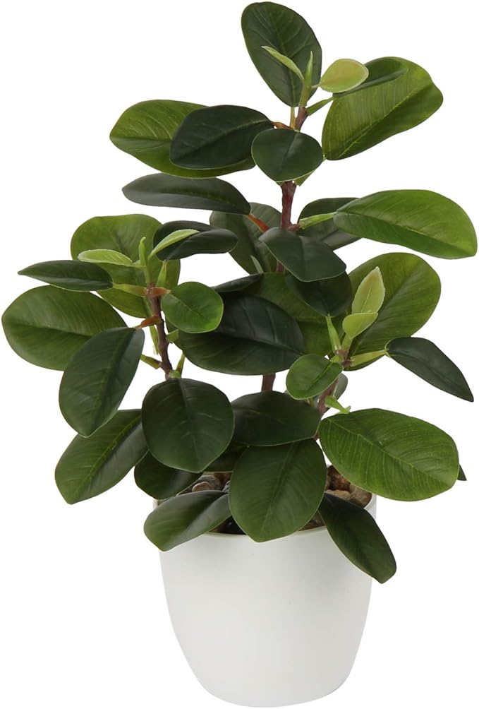 Briful Artificial Plants Mini Camellia Potted Fake Plants Small Faux Plastic Plants Desk Plant Artificial Flowers with Vase for Home Office Desk Kitchen Garden Indoor Decor