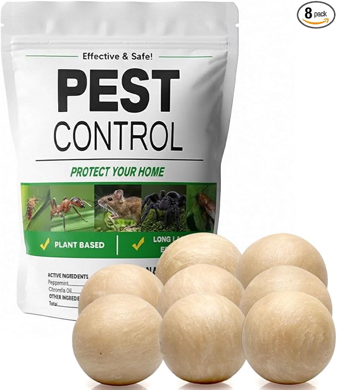 AUDQQM Pest Control, Rodent Repellent, Mouse Repellent Indoor/Outdoor, Peppermint Oil to Repel Rats, Roaches, Ants, Spiders & Moths, Mice Deterrent that Works for House, 3 Months Protection-8P