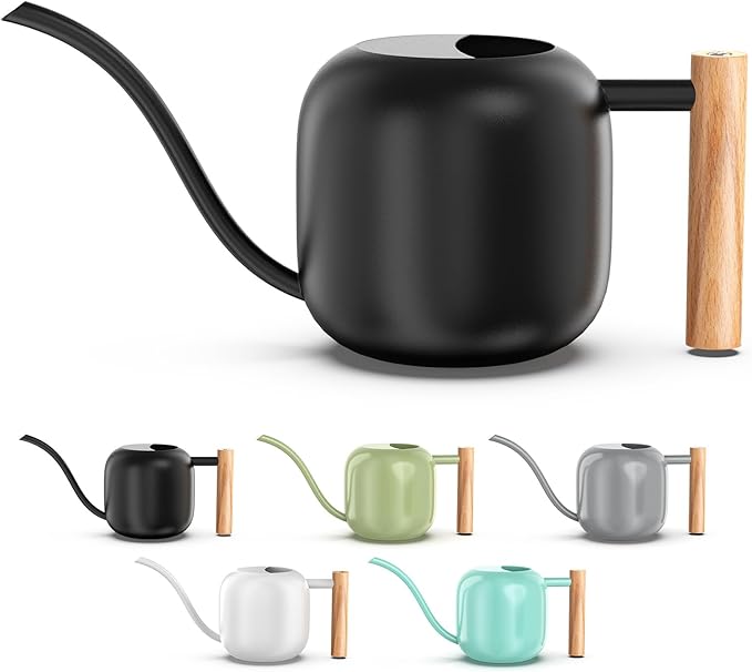 Green Moon Water Can Indoor Plant Black 1.2L/41oz with Long Spout Small Water Can Metal Watering Can Pot for Indoor House Plant Bonsai Outdoor Garden Flowers Decorative
