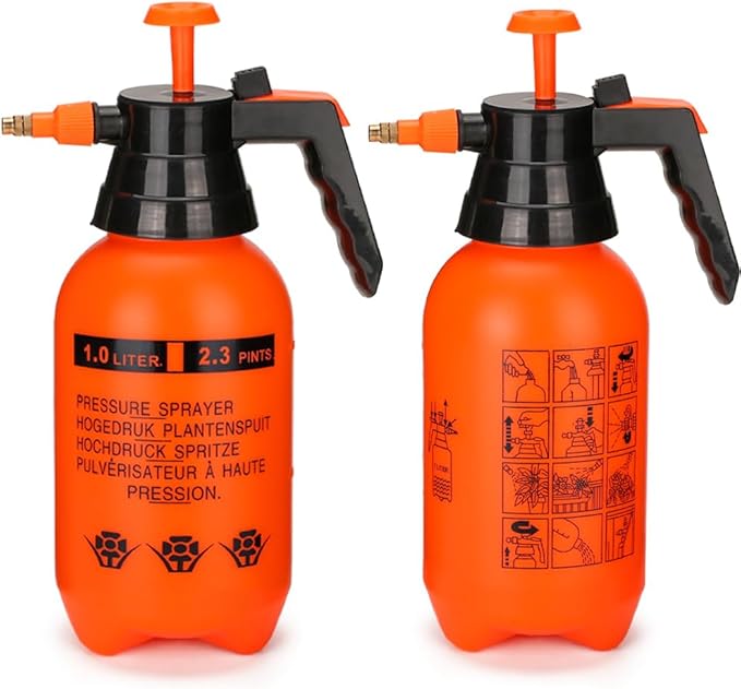 MRPAPA Pressurized Hand Sprayer - Multi-Purpose Garden Sprayer Gallon with Adjustable Nozzle (1L-Orange)