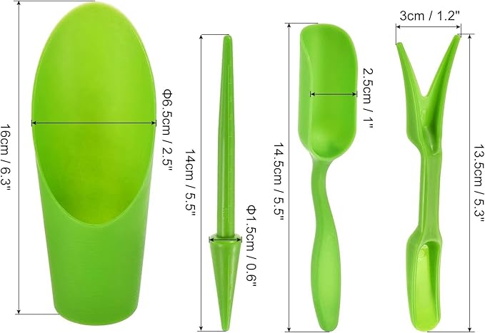Potting Soil Scoop for Indoor Plants, Garden Tiny Plant Shovel Hand Tools Transplanting Succulent Cultivation Digging Bonsai Soil Scoops Kits,Gree 8pcs(2Set), (Green)