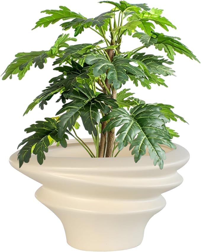 OXART 8.5 inch Ceramic Plant Pot, Plant Pots for Indoor Plants with Drainage, Outdoor Flower Pots Home Office Decorative Planters Pot for Succulent, Snake Plant and Pothos, Yellow