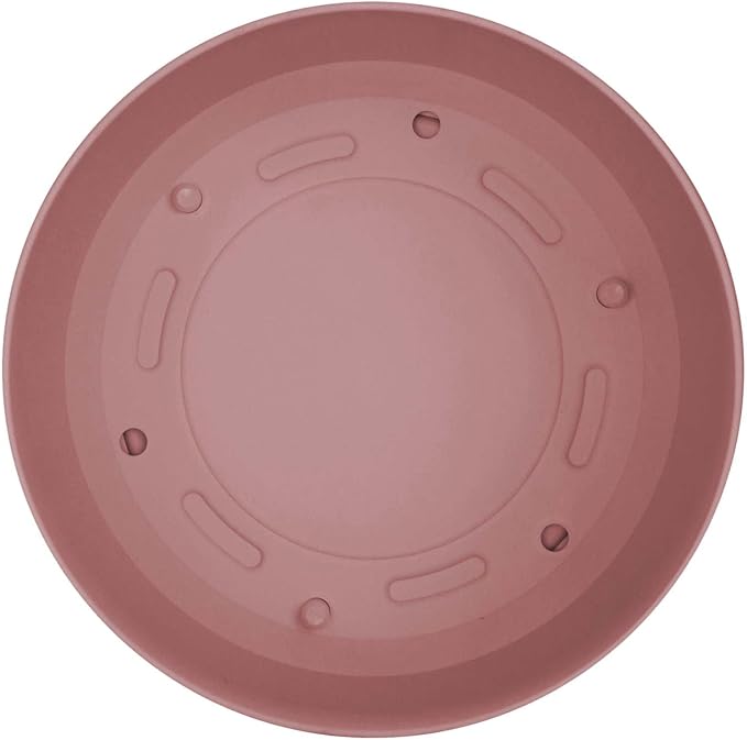 Bloem Mathers 10" Dusty Rose Round Modern Resin Garden Planter Pot with Drainage Holes and Removable Saucer Tray Included