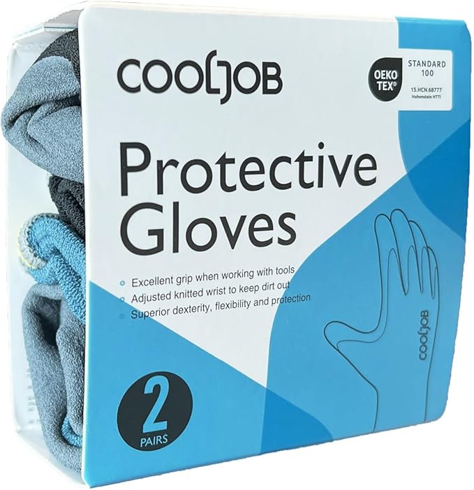 COOLJOB Gardening Gloves for Men, 2 Pairs Breathable Rubber Coated for Garden Weeding Landscaping, Outside Work for Lawn Yard, Men's Small Size, Black & Blue