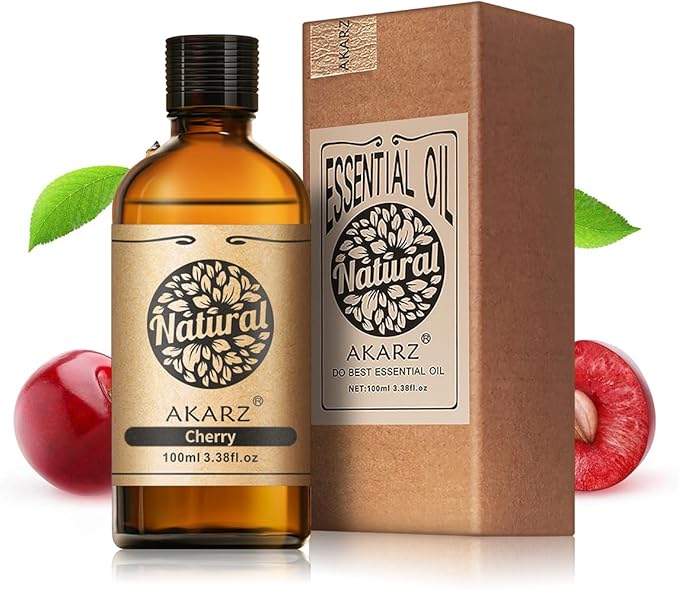 AKARZ 100ml Cherry Essential Oil Natural Cherry Oil Pure for Candle Making,DIY Skincare Products Massage,Home Spa Relaxation