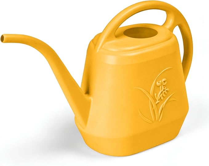 Hand Plastic Watering Can - for Indoor and Outdoor Home Garden Plants - with Long Spout - Orange - 1/2 Gallon