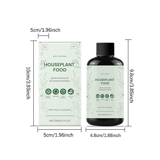Plant Food for Houseplants - Indoor Plant Fertilizer, Growth Tonic | 120ml Natural Liquid Formula for Greenery Roots Hydroponic Garden Soil Booster Leaf Shine Care Herb Shrubs Blossom Support