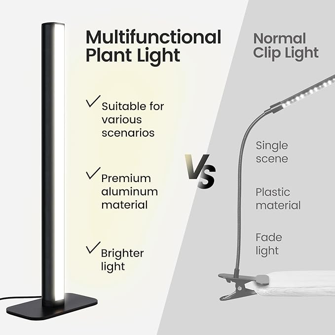 Grow Lights for Indoor Plants,20W 169 LED Full Spectrum with Timer, Hanging Plant Growing Light with Dimmable On/Off Switch,16.8in Height Standing Vertical Lamp for Seed Starting Growth