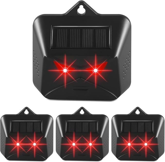4 Pack Predator Eyes Coyote Deterrent&Solar Nocturnal Animal Repellent Outdoor Skunk Repellent for Yard with Red LED Lights for Deer Fox Raccoon Animal Repeller Device for Chicken Coop Farm Garden