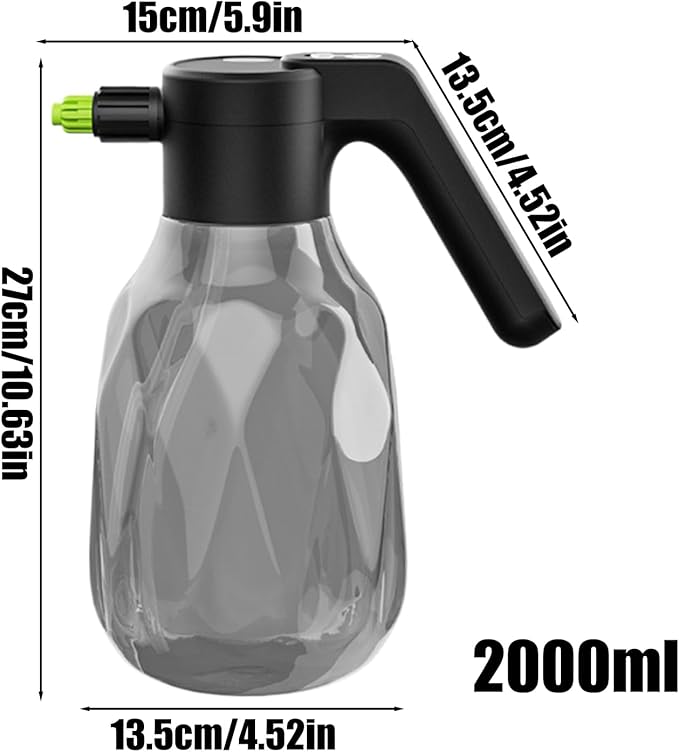 Electric Spray Bottle - 2L Indoor Watering Can for Plants, Automatic Plant Mister, Rechargeable Battery Powered Sprayer | Pump Sprayer for Gardening Lawn Yard Grass Car Cleaning Flowers Vegetables