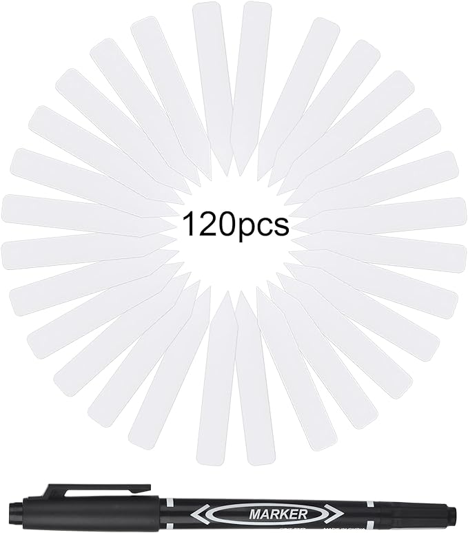 Plant Labels 120PCS, Darfukei Outdoor Waterproof Garden Markers, Plastic Nursery Seed Plant Tags with Bonus a Permanent Marking Pen, Gardening Gifts for Women Men…