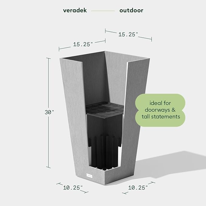 Veradek V-Resin Indoor/Outdoor Taper Planter, Set of 2 (30 inch, Grey)