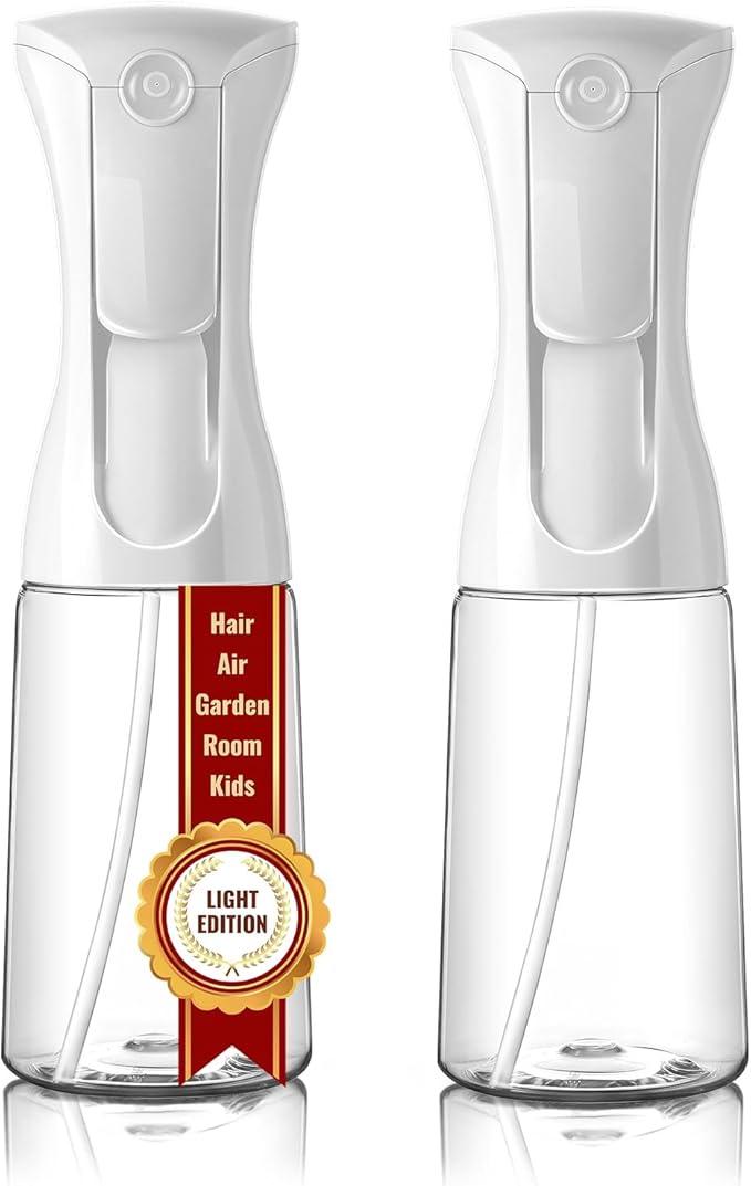 Mistifi Fine Mist Water Spray Bottle – Continuous Refillable Mister for Plants, Beauty, Cleaning & Home Use(200ml 2Pcs, Transparent bottle)