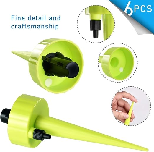 Self Watering Spikes,Plant Waterer,New Upgraded Plant Watering Devices, Automatic Vacation Drip Irrigation Watering Bulbs Globes Stakes System with Slow Release Control Valve Switch (6Pcs)