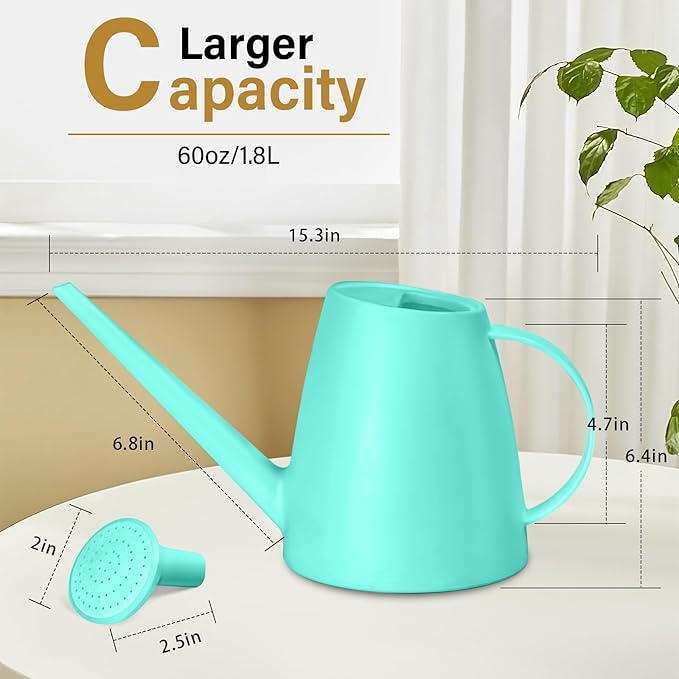 Watering Can - for Indoor and Outdoor House Plant Garden - with Long Spout - 1/2 Gallon - SkyBlue