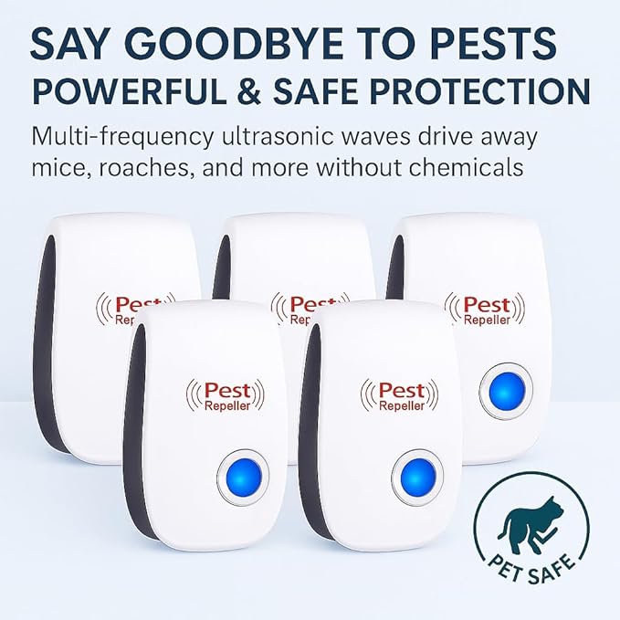 Ultrasonic Pest Repeller & Insect Indoor Repeller,Ultrasonic and Repellent for Roach,Rodent,Mouse,Bugs,Mosquito,Mice,Spider,Ant,6 Packs