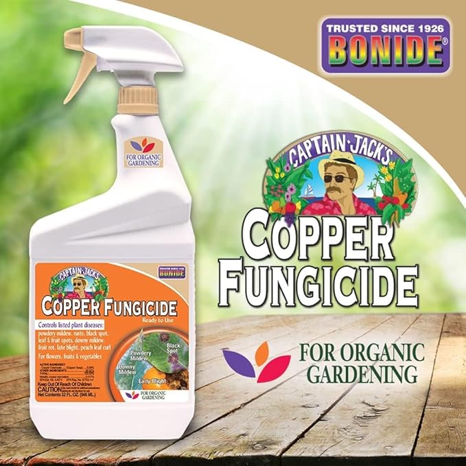 Bonide Captain Jack's Copper Fungicide, 32 oz Ready-to-Use Spray for Organic Gardening, Controls Common Diseases (Pack of 2)