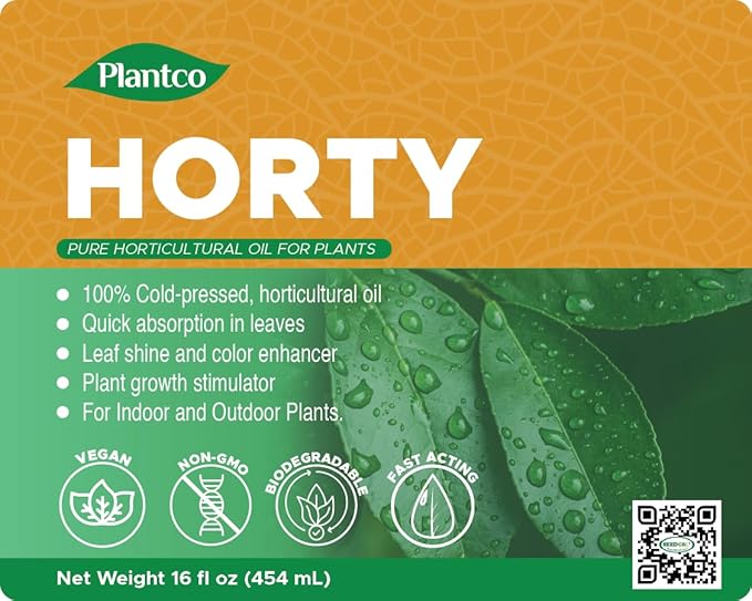 Horticultural Oil Concentrate for Plants and Trees - Cold-Pressed Karanja Oil Based Leaf Shine, Color Enhancer, Plant Growth Stimulator from Horty - 16 fl oz Spray Concentrate