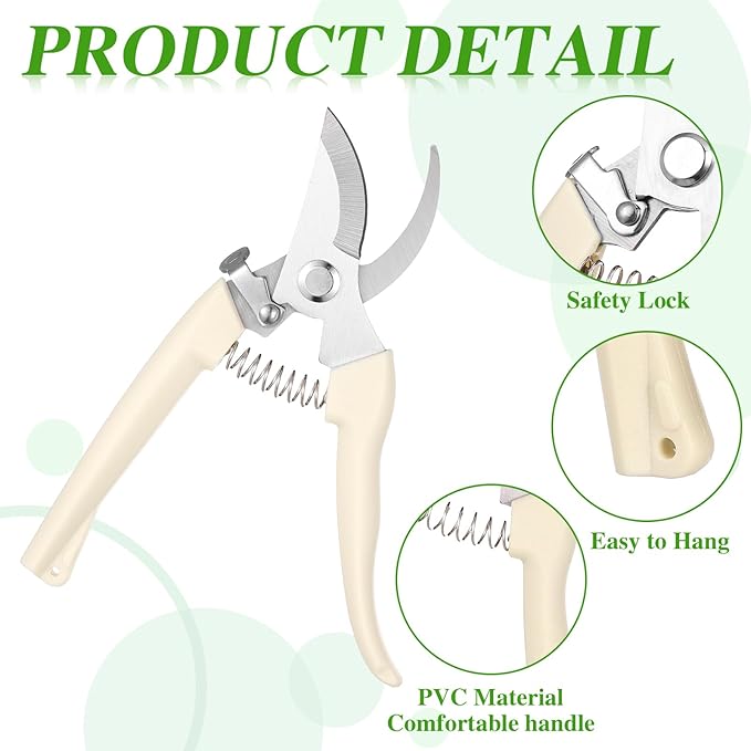 20 Garden Flower Shears Pruning Scissors Heavy Duty Plant Scissors Trimming Garden Clippers Hand Tree Pruner for Yard Gardening Plants Hedge Flower Tree Cutting Secateurs (Beige)