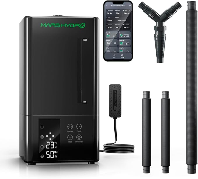 MARS HYDRO 2026 New Plant Humidifier 6L,with Adjustable Humidity,Timer Function,Ultrasonic Precise and Silent Operation,No-Leak Seal for Grow Tent,Indoor Planting,Greenhouse