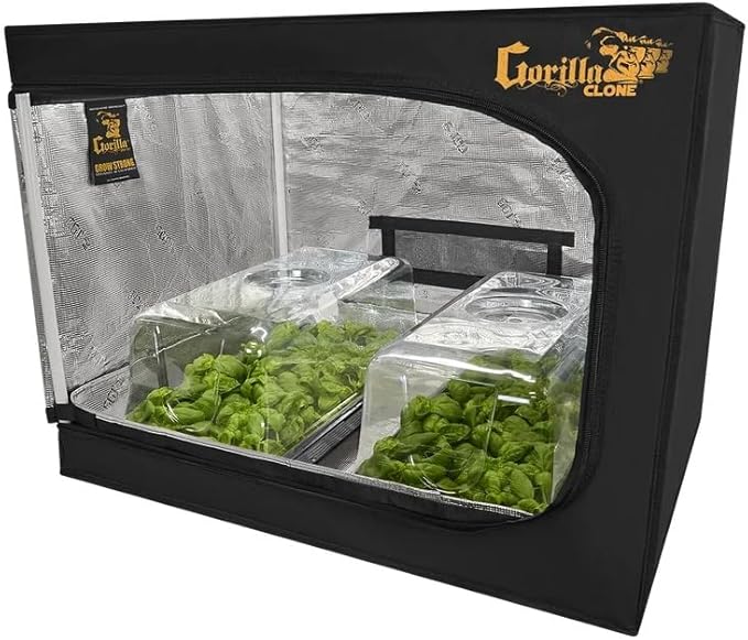 Gorilla Clone Tent 24x24x32 Inch Indoor Propagation Tent for Seedlings, Clones, and Cuttings, 210D Reflective Canvas, Micro-Mesh Filters, Fits 2 Standard Seedling Trays