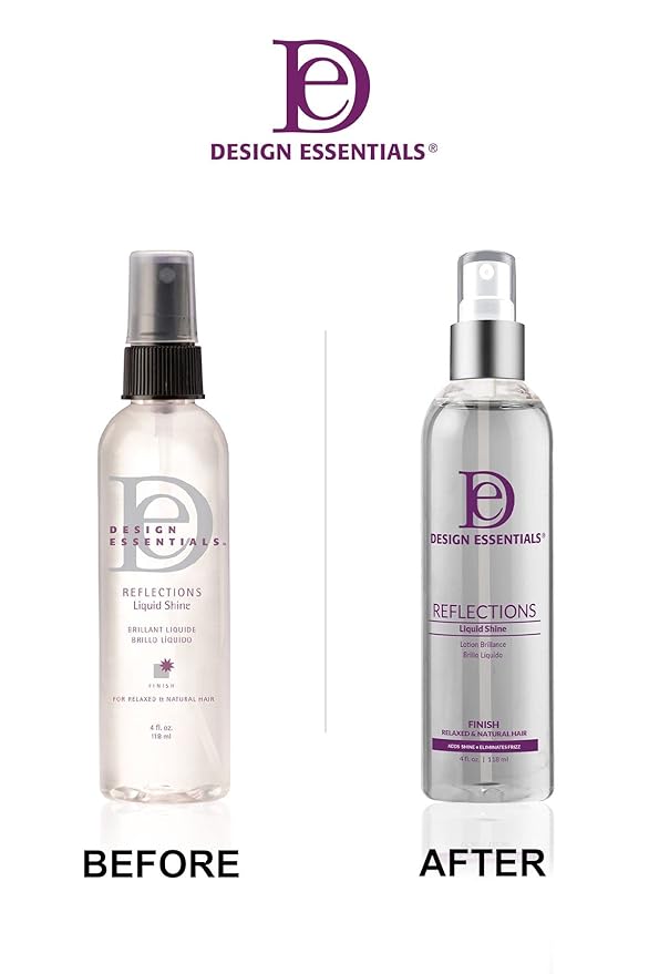Design Essentials Reflections Liquid Shine, Lightweight Hair Polish Spray for Frizz Control, Thermal Protection & Shine, Alcohol-Free, 4 oz