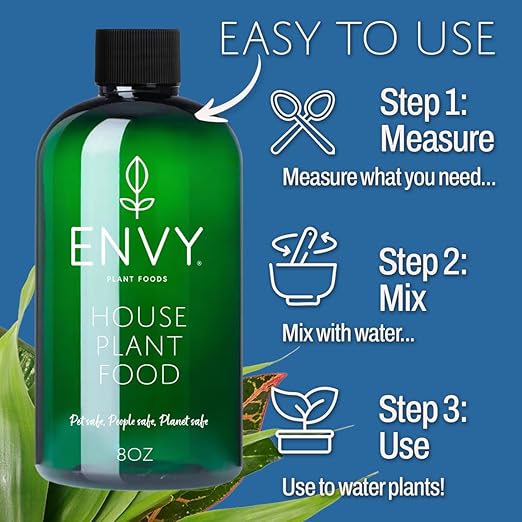 ENVY House Plant Food – Advanced Liquid Fertilizer for Indoor Plants – All-Purpose One-Part Formula for Stronger Roots, Greener Leaves & Faster Growth (8oz)
