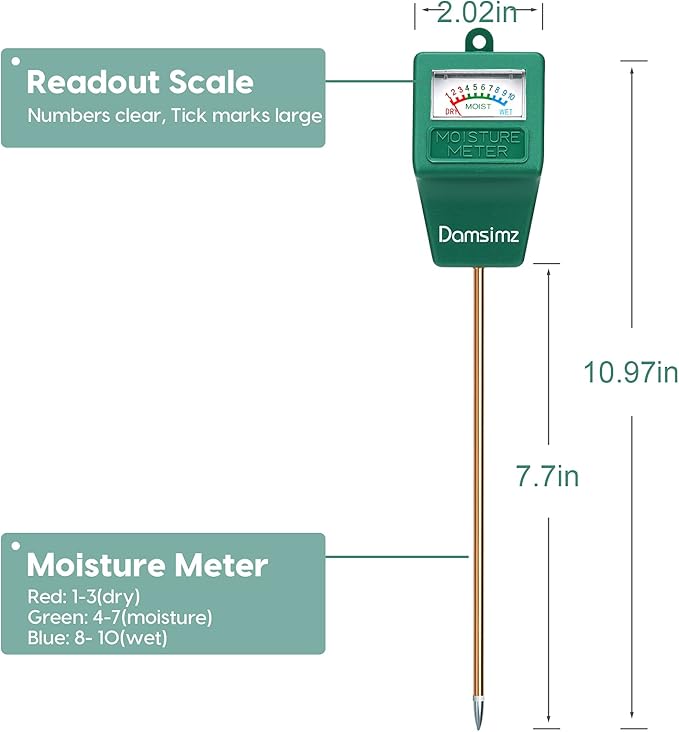 Soil Moisture Meter, Plant Moisture Meter, Plant Water Meter Hydrometer for Plants Care, Gardening, Farming, Indoor and Outdoor Plants, No Battery Needed