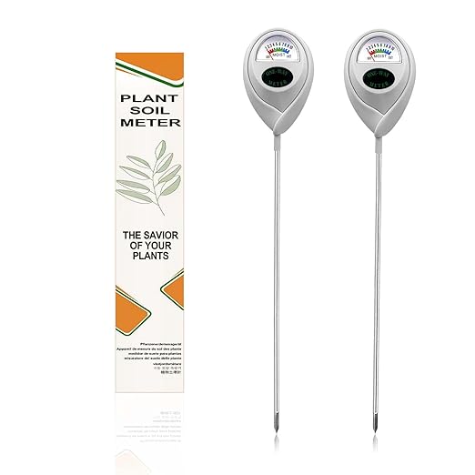 Soil Moisture Meter Sensor Long Probe Deep Use, Water Monitor Indicator, Hygrometer for Outdoor Indoor Large Pot Plants, Flower, Gardening, Farming, 2 Pack