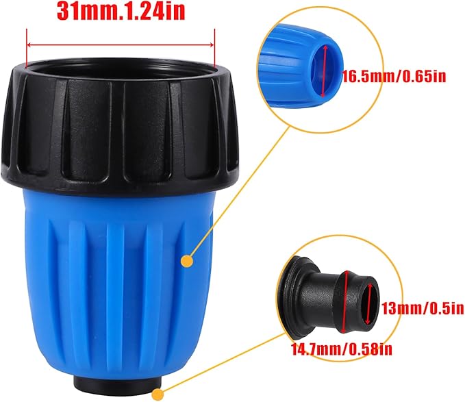5 Pcs Drip Irrigation 3/4" to 1/2" Irrigation Tubing Faucet Adapter,US Standard Irrigation Hose Connector for 1/2 inch Irrigation Tubing & 3/4 Inch Faucet,Garden Hose GHT 3/4 Thread Faucet Adapter