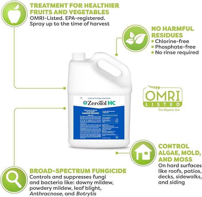 BioSafe Systems ZeroTol HC, Broad Spectrum Algaecide, Bactericide, and Fungicide, Peroxyacetic Acid, Kills Mold, Single 6200-1, 1 Gallon, Case of 4