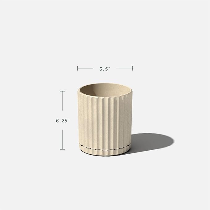 Veradek Demi Series Demi 6" Planter w/Tray - Sand, 2 Pack