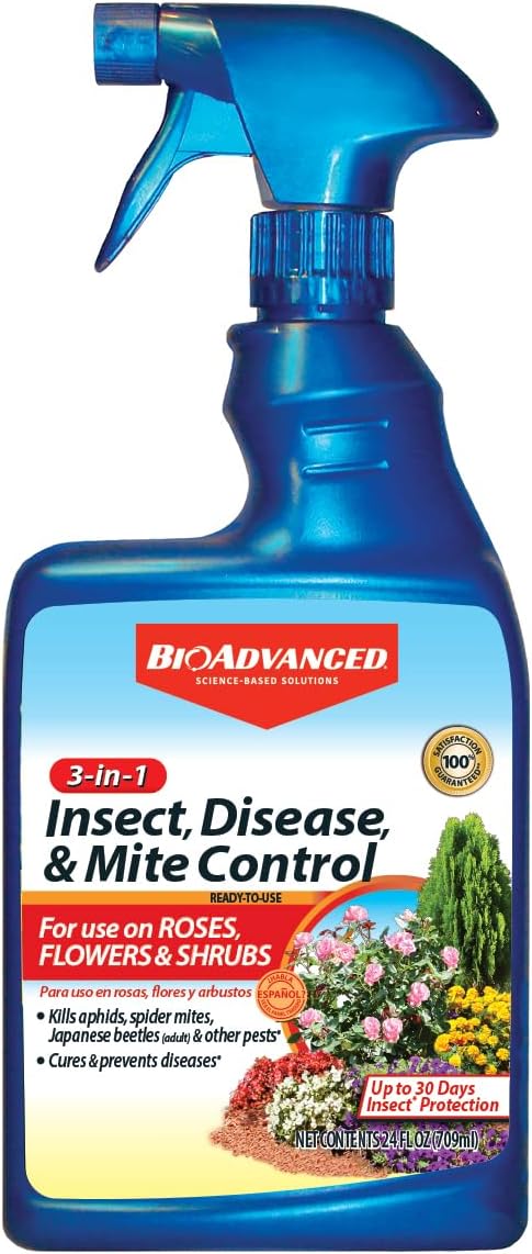 BioAdvanced 3-In-1 Insect, Disease and Mite Control, Ready-to-Use, 24 oz, Plant Bug Spray, Fungicide for Plants and Trees