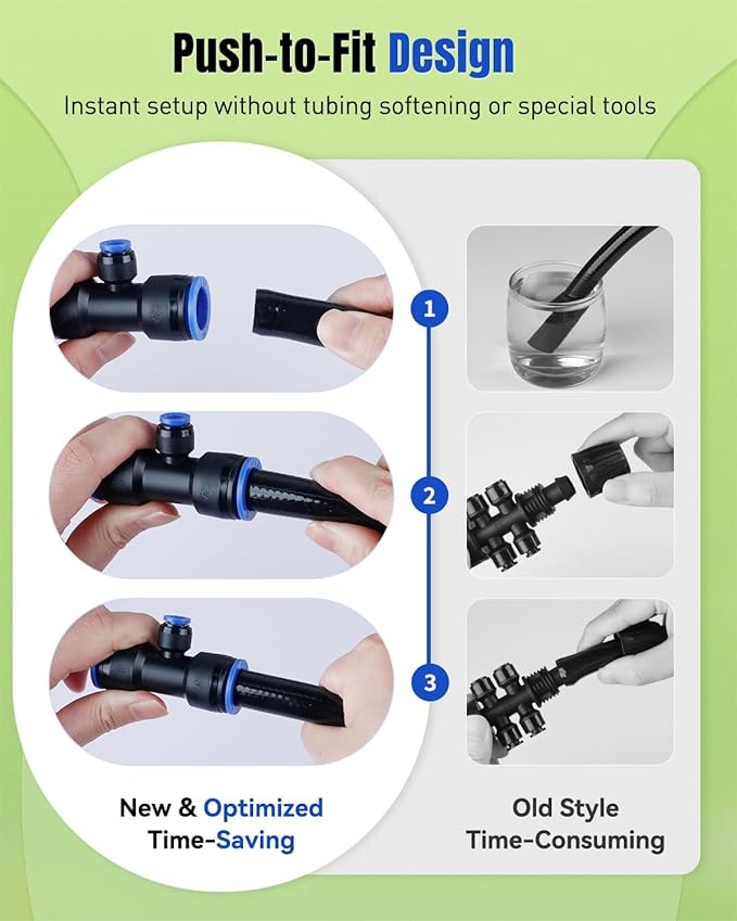 Pawfly 12 Pcs Quick Connect 1/2" to 1/4" Drip Irrigation Fittings for 1/2" Tubing (0.62-0.63" OD), Push-to-Fit 3-Way Reducing Tees Reducer Tee Connectors, Anti-Leak Drip Irrigation Tee Fittings
