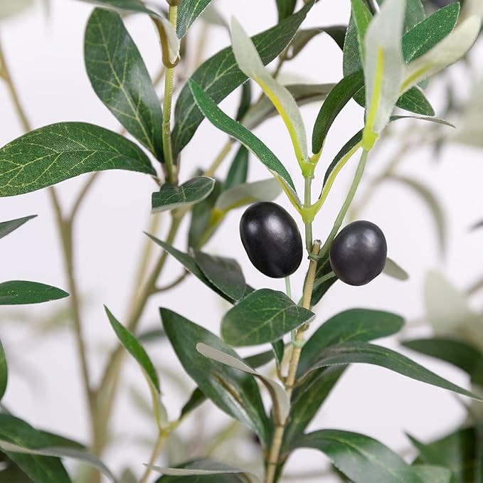 Artificial Olive Tree for Living Room Decor, 6FT Bendable Fake Plants Artificial Indoor, Faux Silk Plant Fake Trees in Potted with Oliver Branch Leaves and Fruits for Modern Home House Office Décor