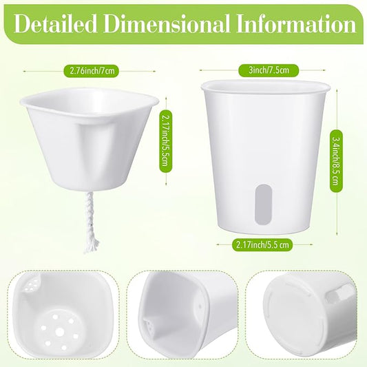 Ziliny 100 Pcs Self Watering Pots Self Watering Planters for Indoor Planters Plastic Garden Flower Pots with Level Indicator Vents for Herbs (3 Inch)