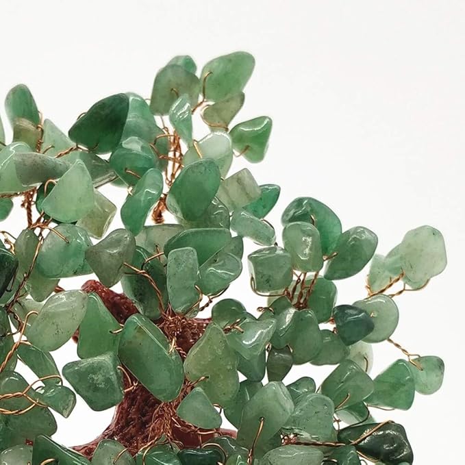 Colorsheng 7 Inch Quartz Crystal Money Tree Bonsai Feng Shui Gem Decoration for Wealth and Luck (Green)