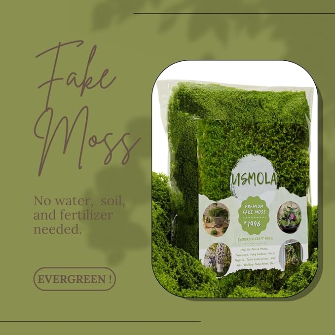 USMOLA 3.5OZ Fake Moss for Plants Indoor - Artificial Moss for Table Centerpieces, Fairy Gardens, Terrariums - Realistic Faux Grass for Wedding Christmas Party Decor (Light Green)